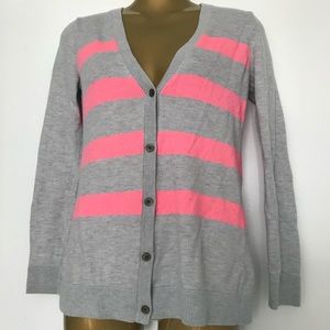 Gap button up sweater XS pink & Gray